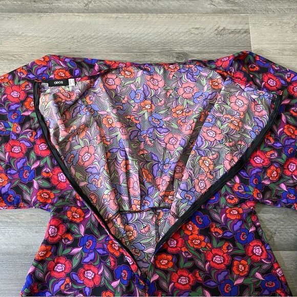 ASOS Romper Floral Red Purple Party Feminine Boho Size 6 - Picture 7 of 12